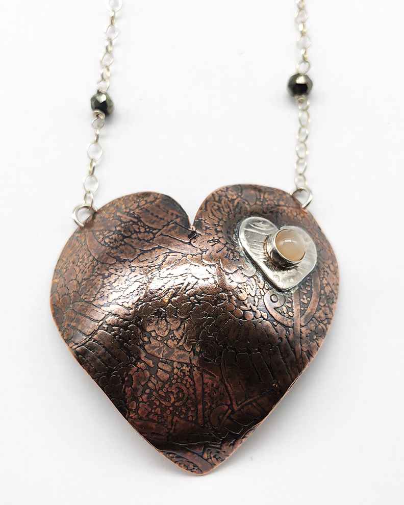 Image 1 for Heart Necklace Copper and Sterling Heart Necklace Copper and Sterling