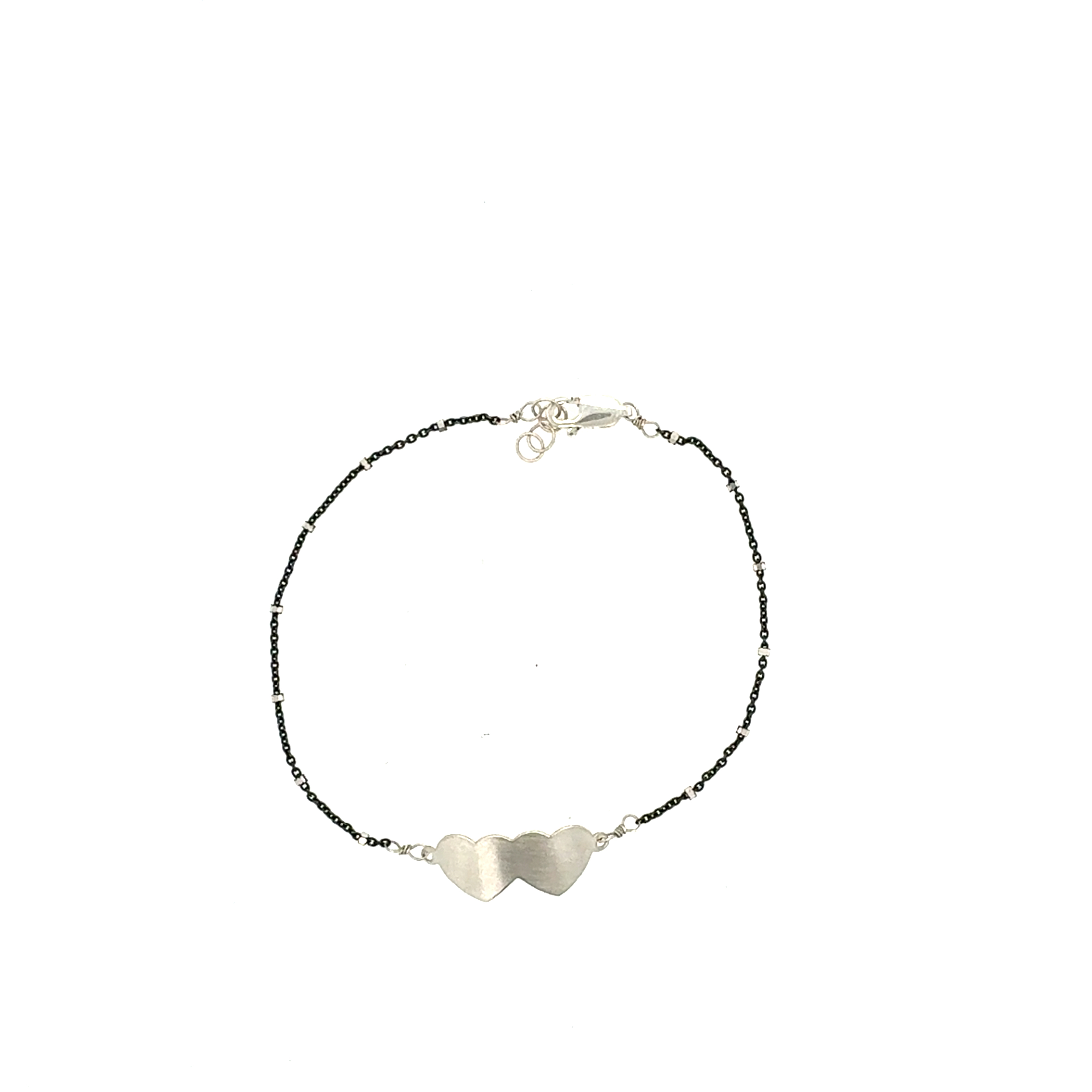 Image of Double Heart Oxidized Beaded Chain Bracelet - Trunk Show by  RACH B Jewelry