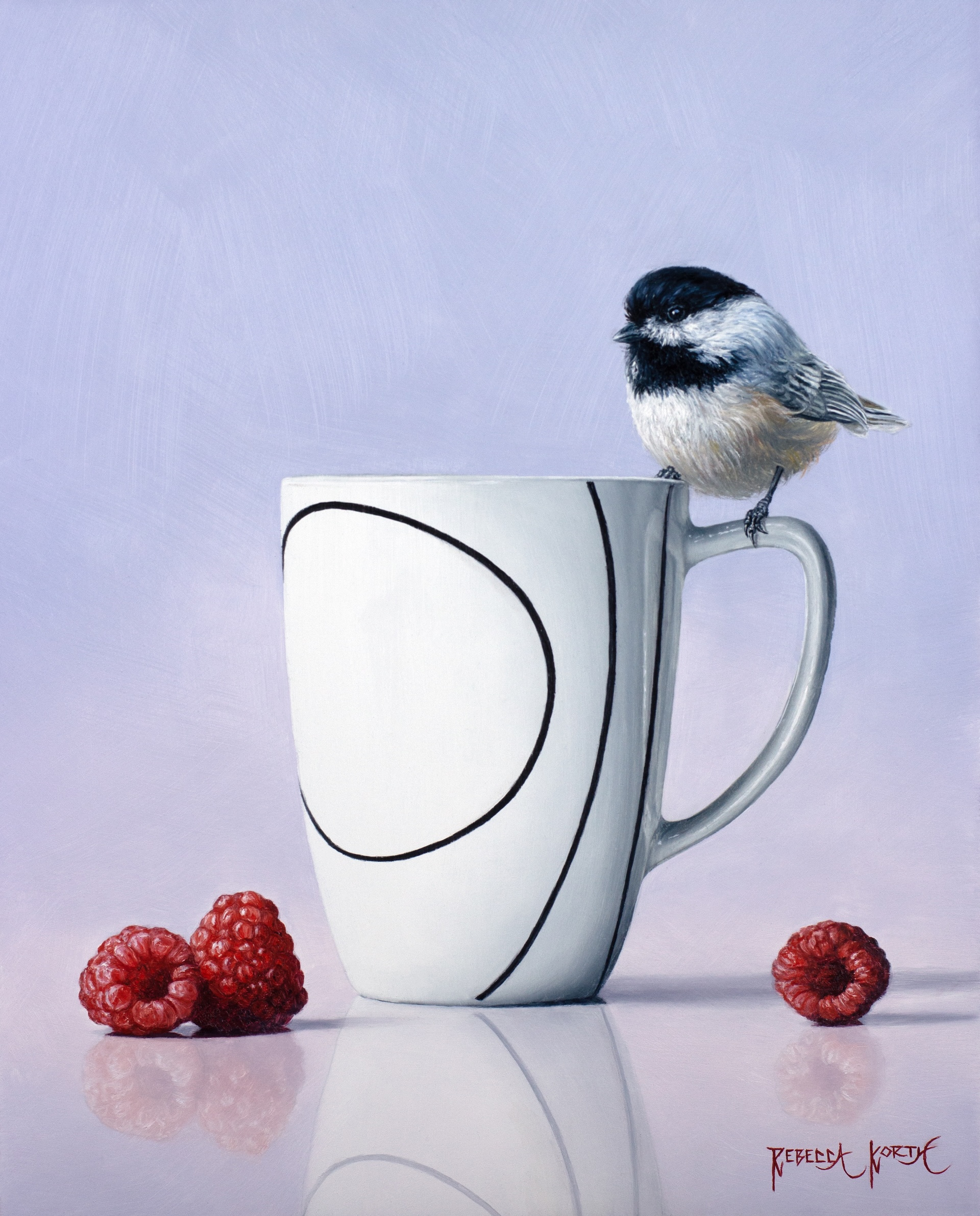 Image of Chickadee & Red Raspberries by Rebecca Korth