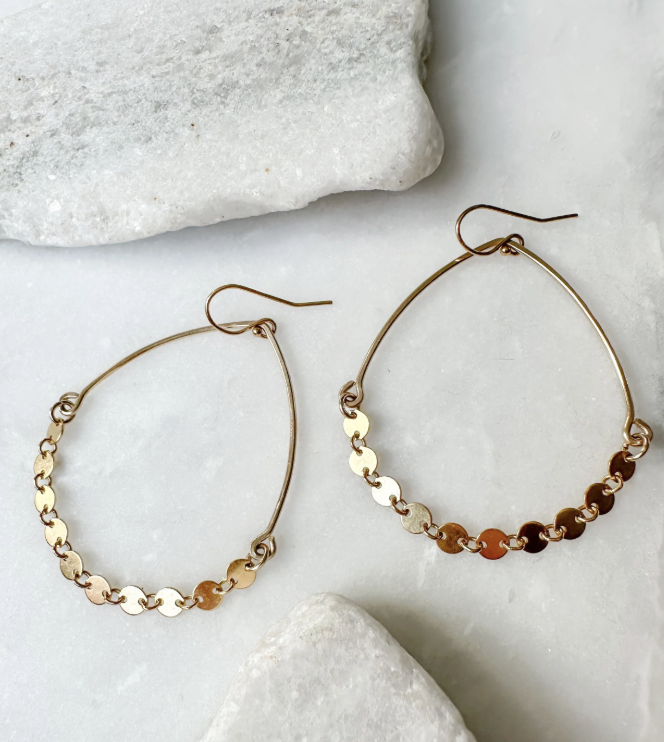 Image of Coin Draped Chain Fan Earrings, 14k Gold Fill by  RACH B Jewelry
