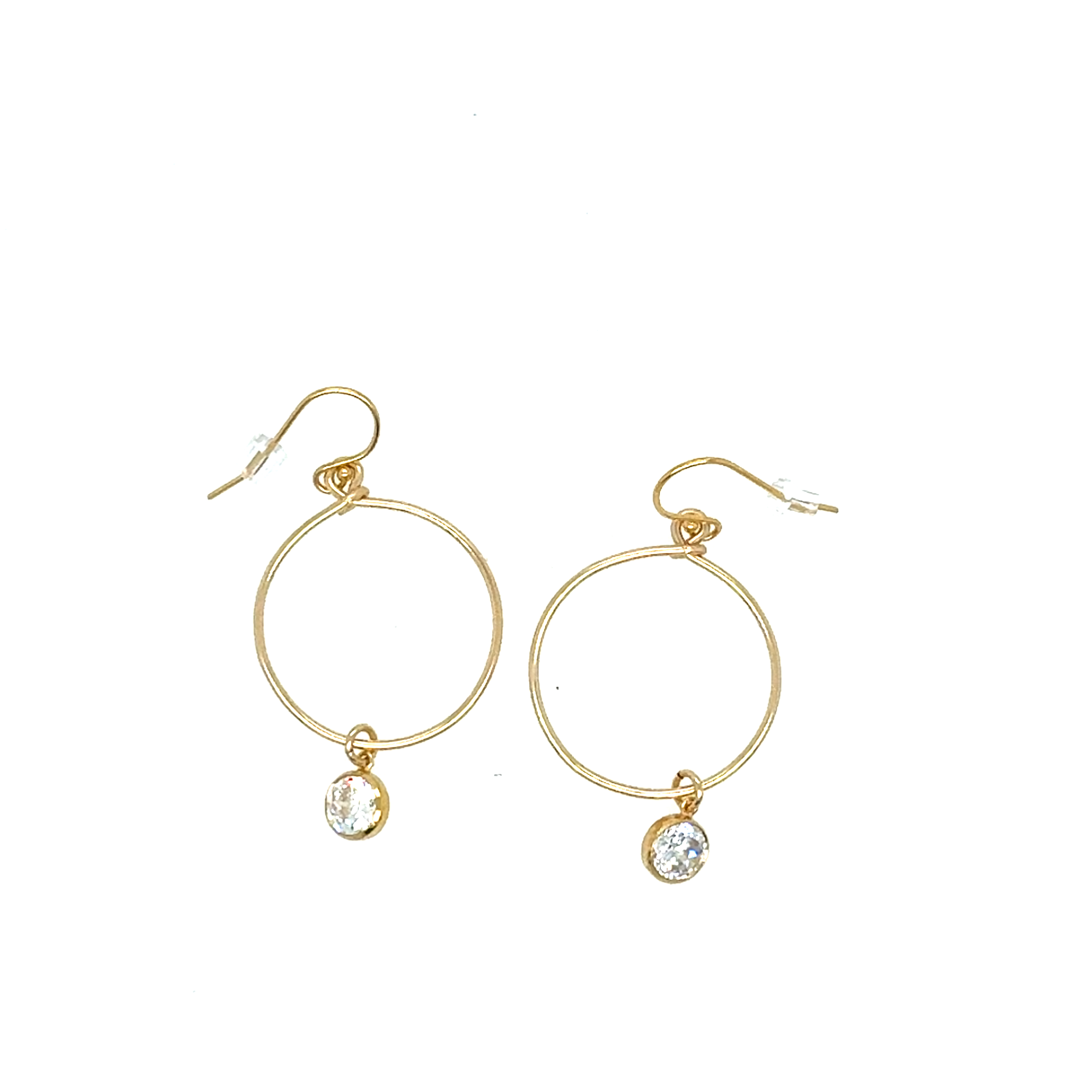 Image of Cubic Zirconia Bezel Charm Hoop Earrings, 14k Gold Fill - Trunk Show by  RACH B Jewelry