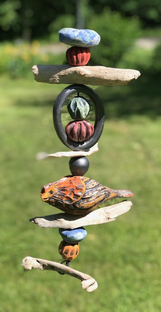 Image 1 for Single Bird Hanging Totem (Orange) Single Bird Hanging Totem (Orange)