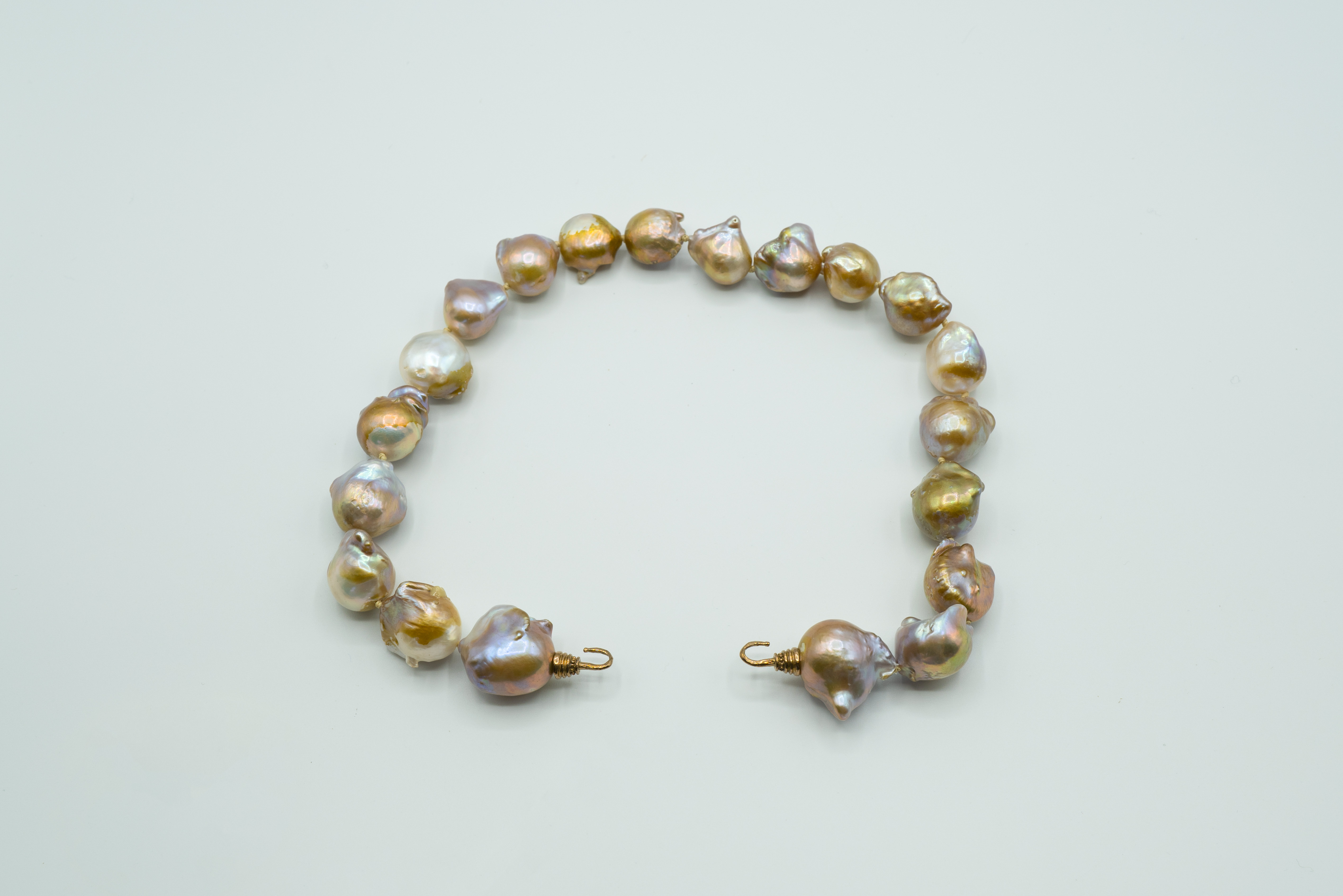 Bronzey Baroque Natural Color Freshwater Pearls 12-14mm Hand Knotted on Bronze Hooks