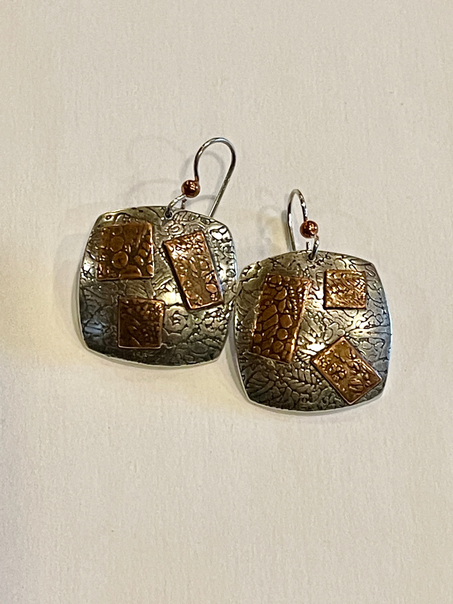 Sterling and Copper Square Earrings