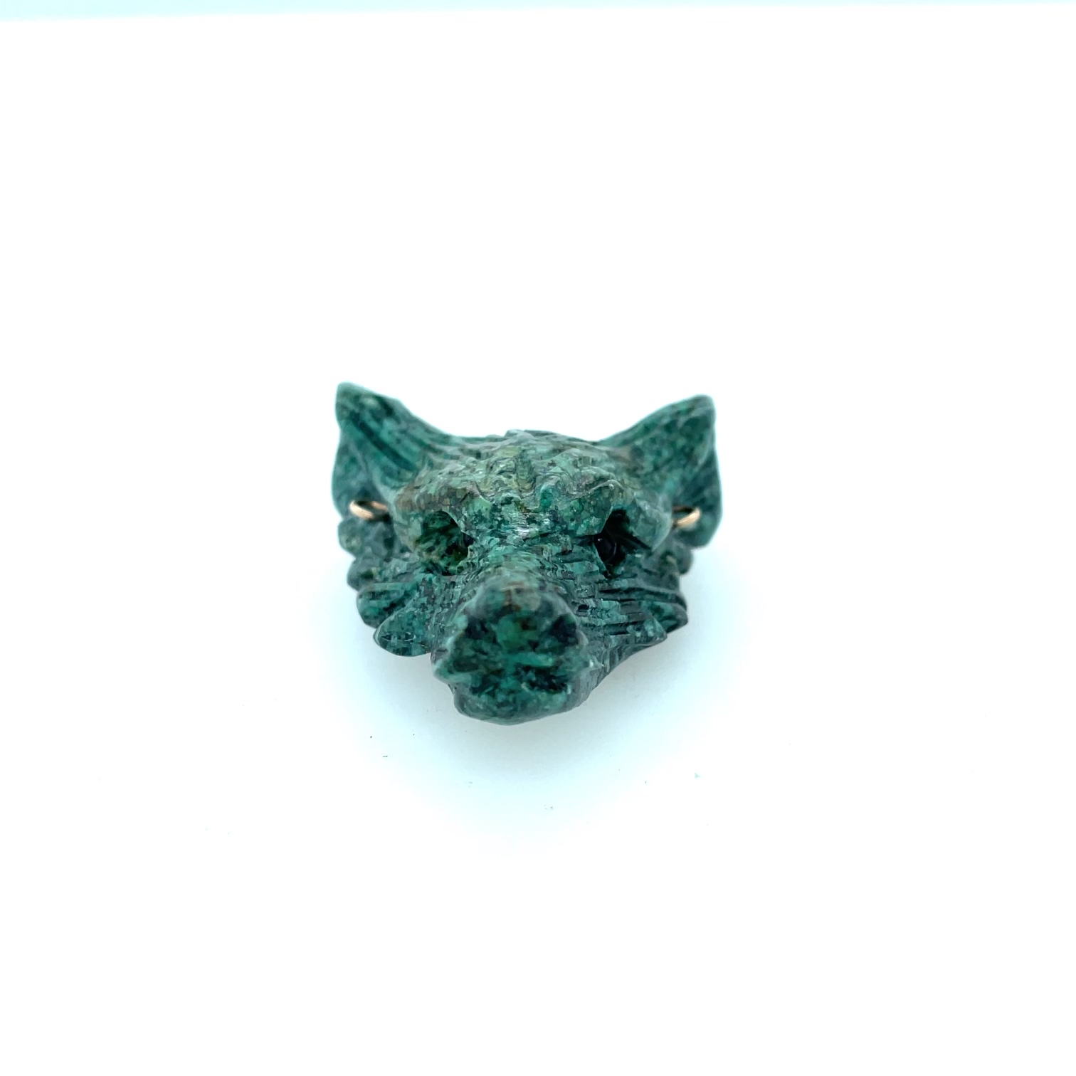 Hand Carved Green Soapstone Wolf Head Centerpiece
