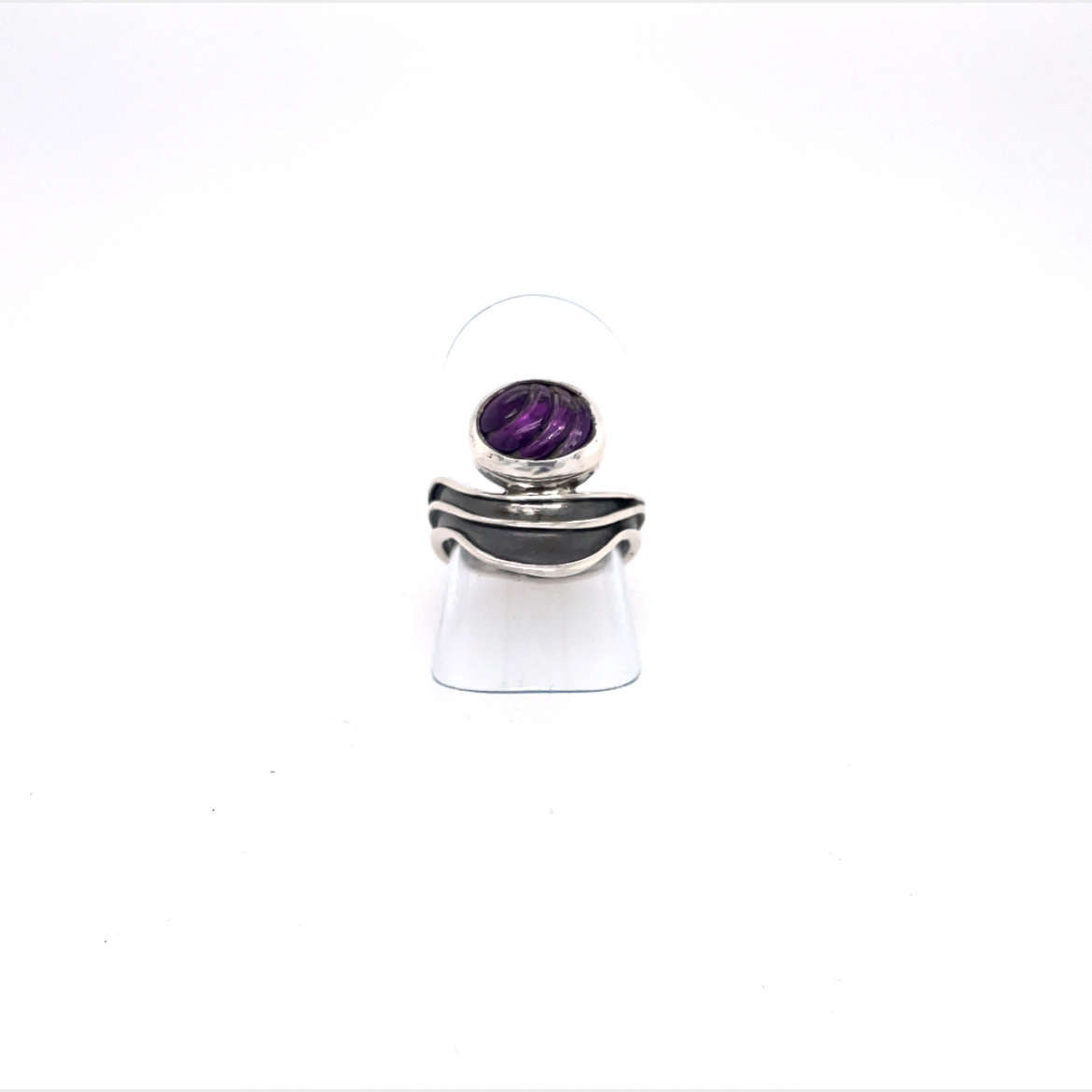 Flat Wave Ring - Silver and Amethyst