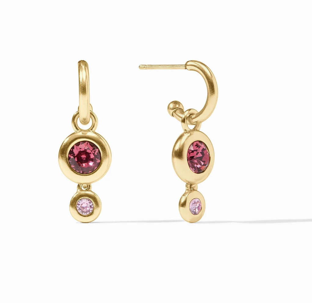 Image of Pink Dawn, Rainbow Duo Hoop & Charm Earrings by Julie Vos
