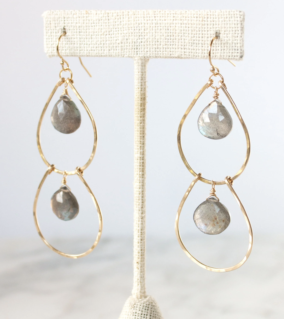 Image of Ada Gemstone Waterfall Earrings 14k Gold Fill, Labradorite by Heather Bailey