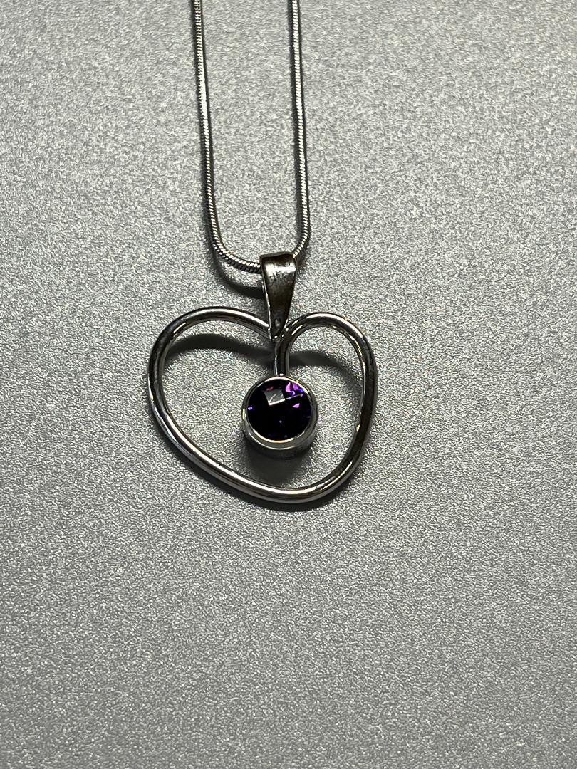 White Gold Amethyst Necklace, 14kt White Gold, Checkerboard Cut Amethyst 18” White Gold Chain