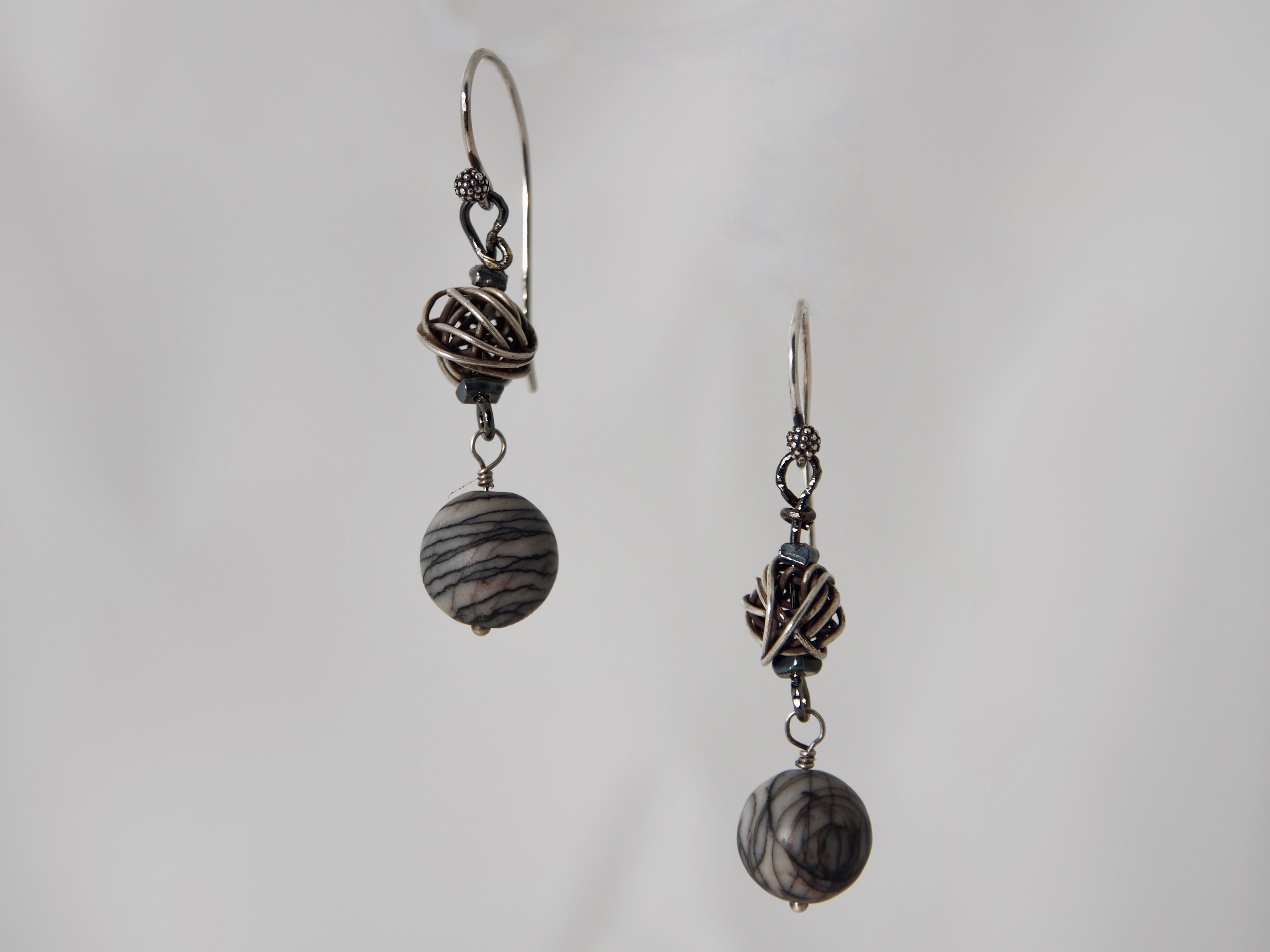 Crazy Balls - Sterling and Natural Stone Earrings