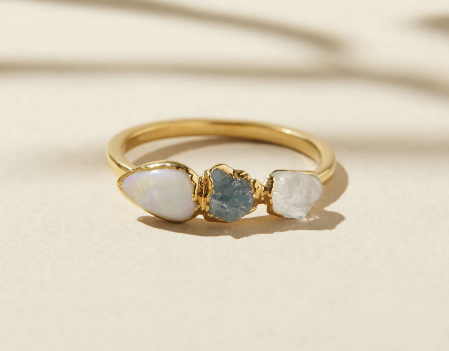 Image of Opal Aquamarine Quartz Ring Size 9 Gold by Dani Barbe