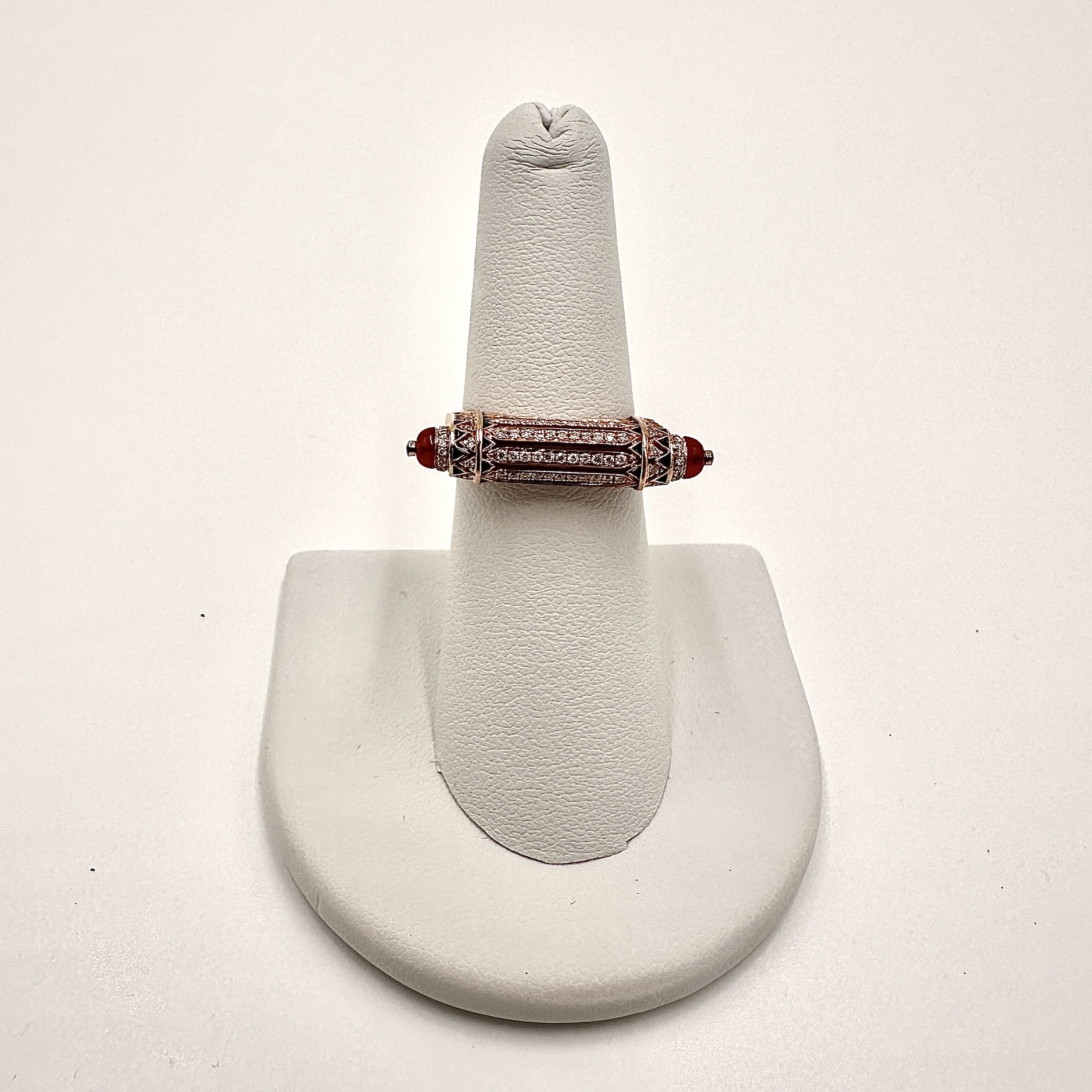 Image of 18 Karat Rose Gold and Carnelian Diamond Ring by Marcia McDonough