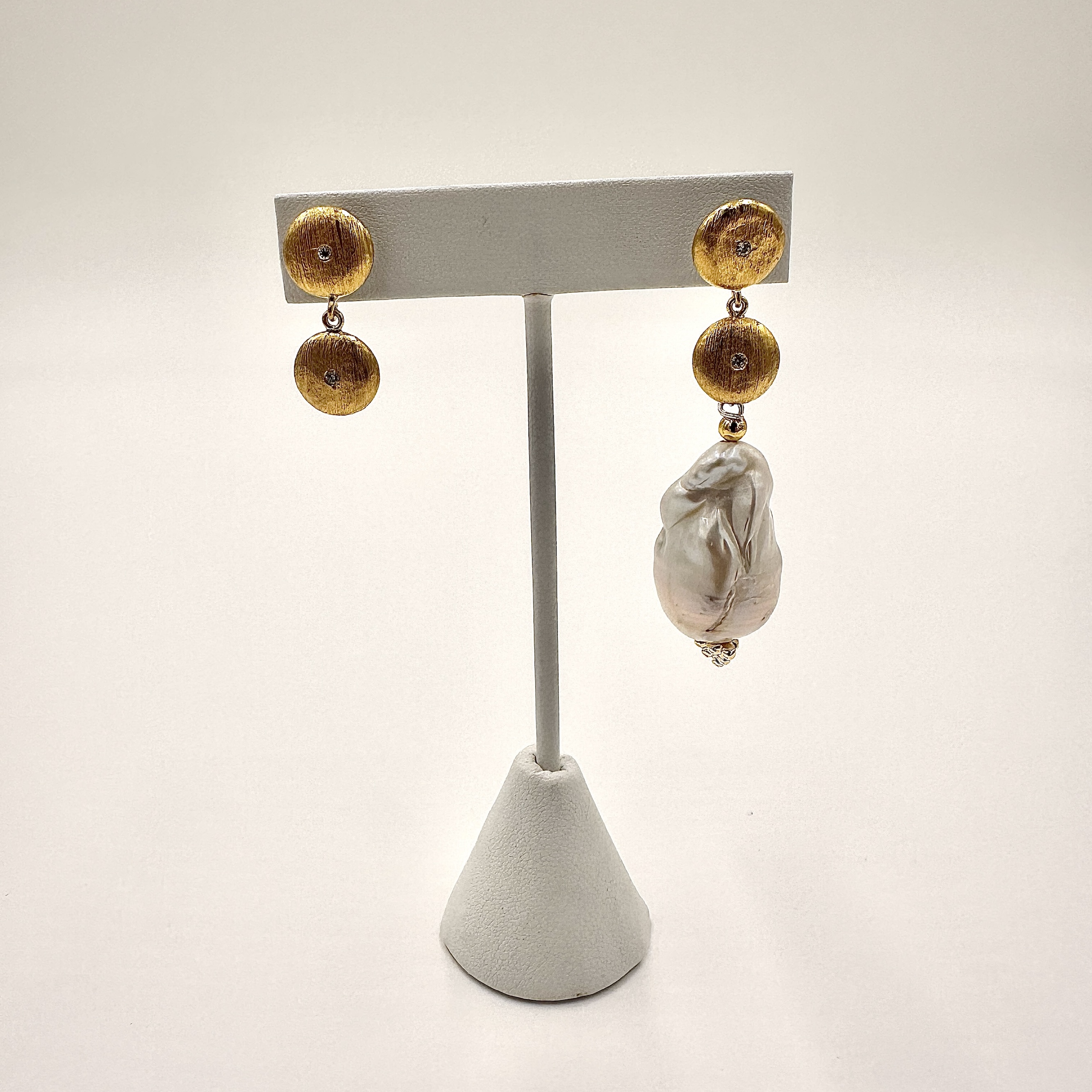 Image 2 for 24 Karat Gold and Diamond Earrings with Hidden Hook for Dangles