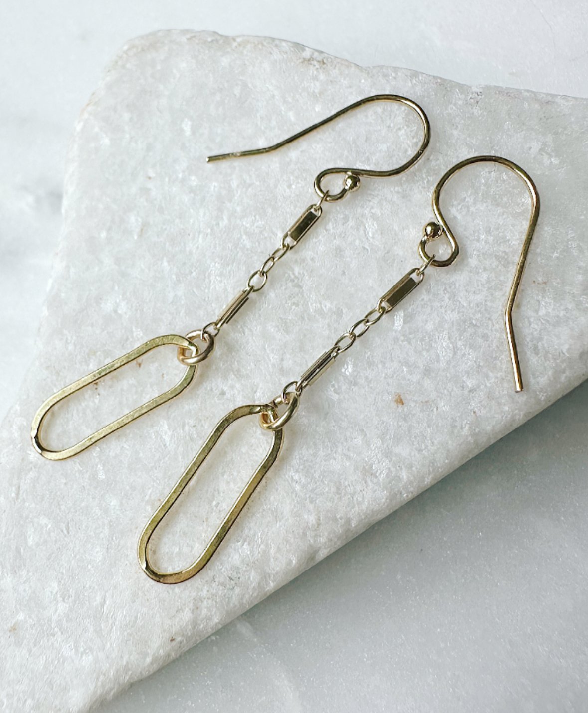 Image of Bar Link Chain Paperclip Link Earrings, 14k Gold Fill - Trunk Show by  RACH B Jewelry