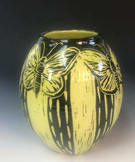 Image of Chartreuse Butterfly Vase by Nancy Briggs
