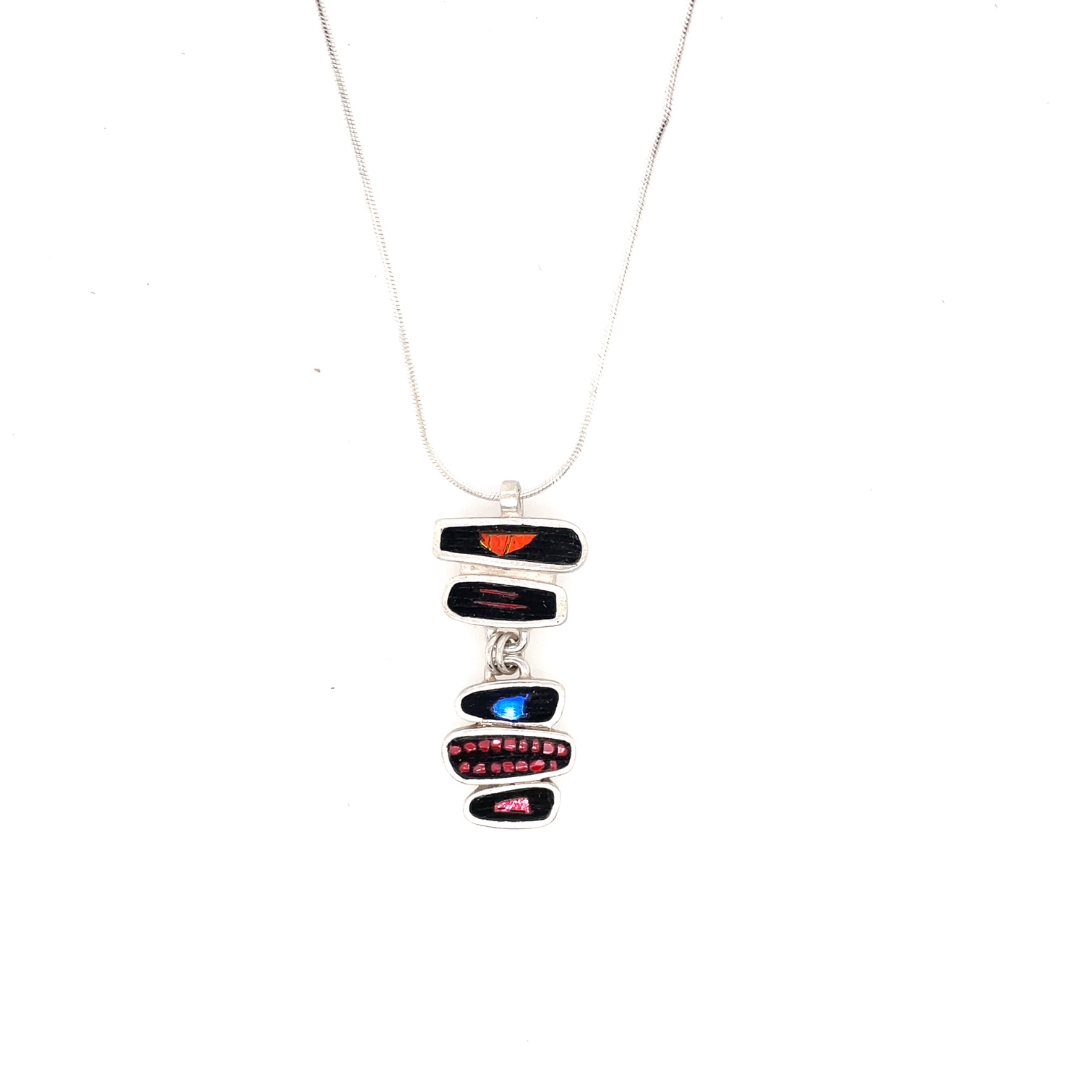 Red 5 Rectangle Necklace