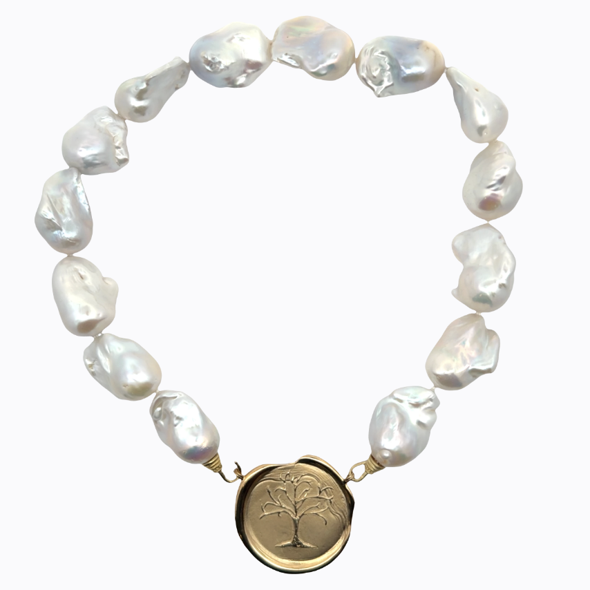 Image of Extra Large High Luster Baroque Freshwater Pearls with Hand Cast Bronze Gold Matte Hooks by Marcia McDonough
