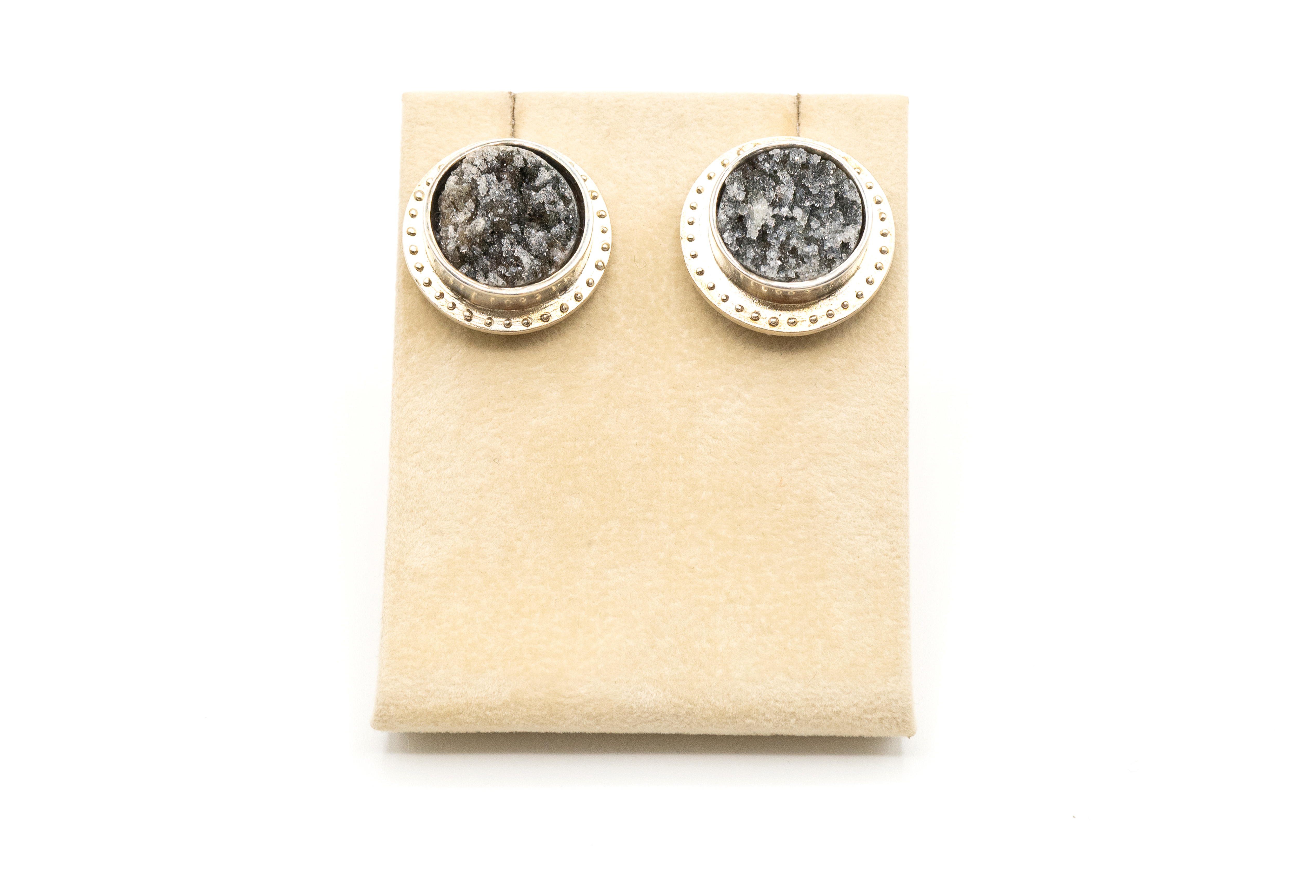 MAB 21-0053 Natural Druzy and Sterling Earrings
