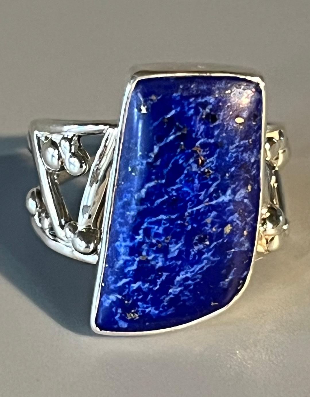 Sterling Silver Lapis Ring, Size 7