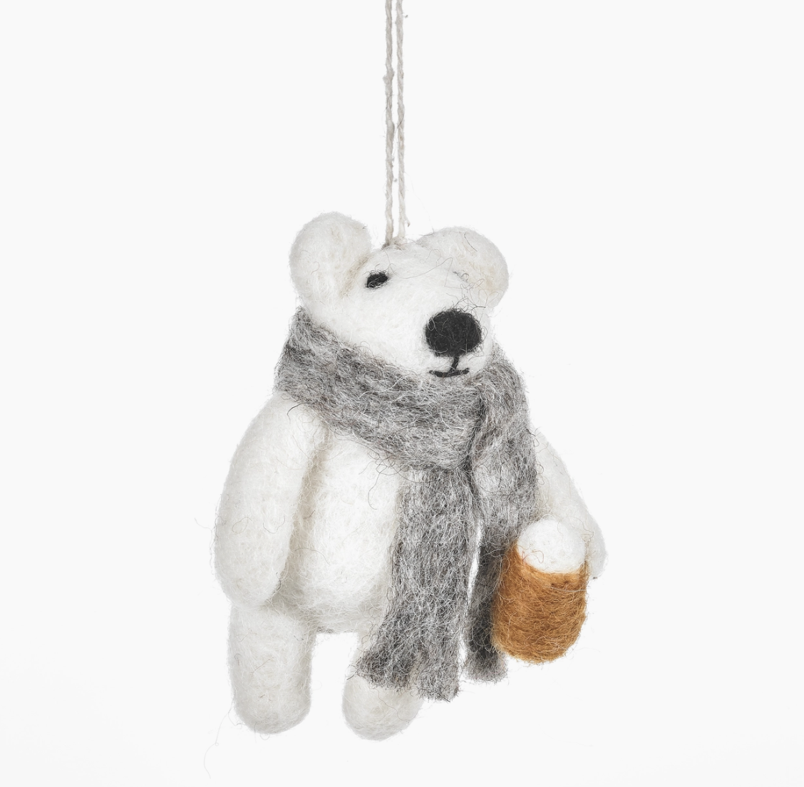 Drinkin' Polar Bear - Handmade Felt Ornament