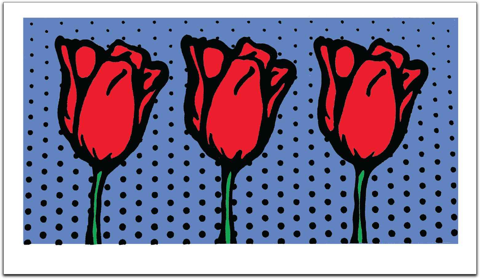 Red Tulip Trio on Blu... by  Cameron Schaefer - Masterpiece Online