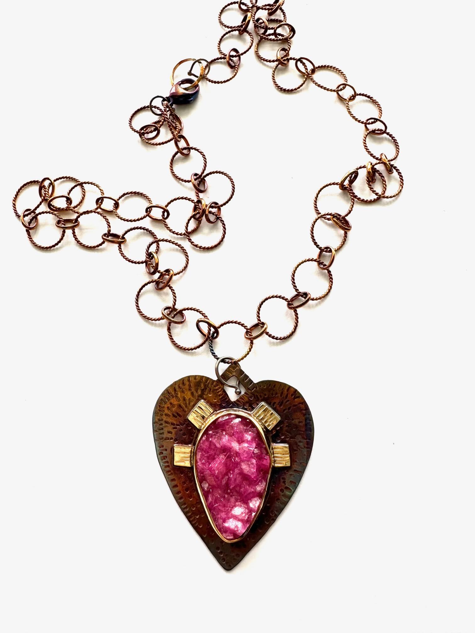 Image 2 for Sterling Silver, Fine Silver Bezel, 18k Gold, and Cobalto Calcite Druzy Necklace