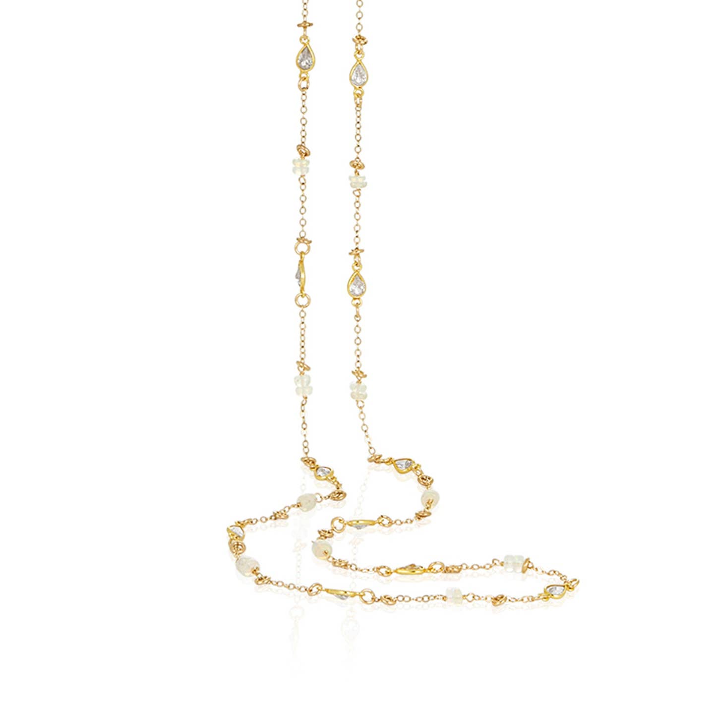 Image of Short Opal Cubic Zirconia Necklace, 16-18