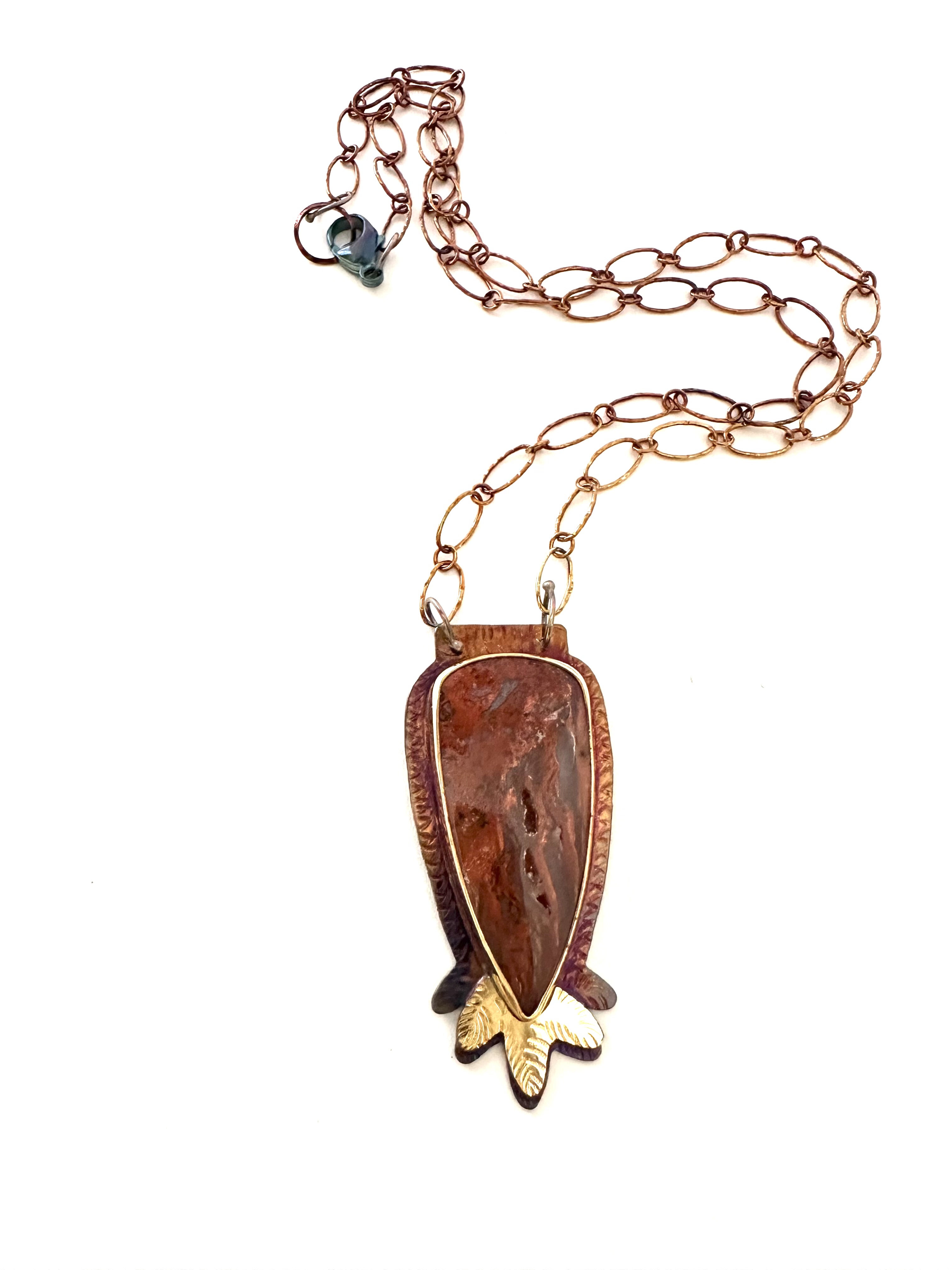 Image of 18k Gold and Sterling Silver Red Velvet Agate Necklace by  