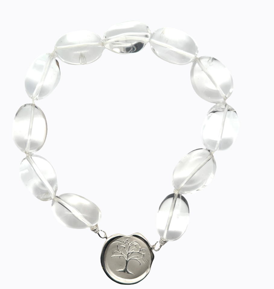 Image of Giant Rock Crystal with Hand Cast Sterling Hooks by Marcia McDonough