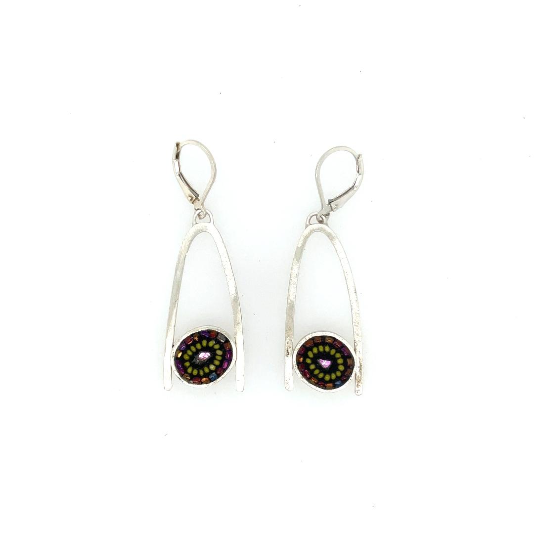 Sterling and Purple/Green Pebble Earrings