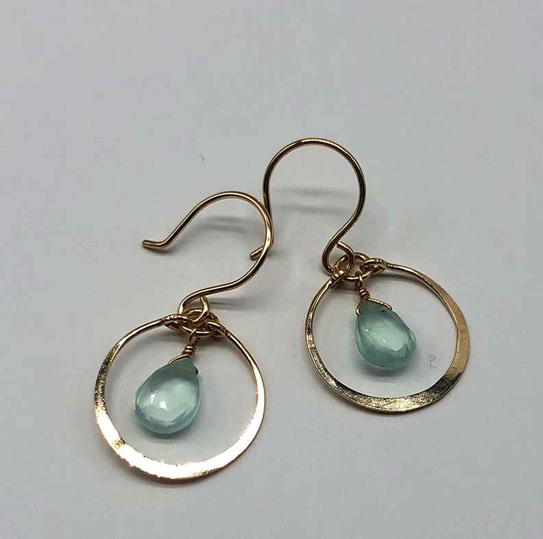 Chalcedony and Gold Filled Earrings 1 1/2