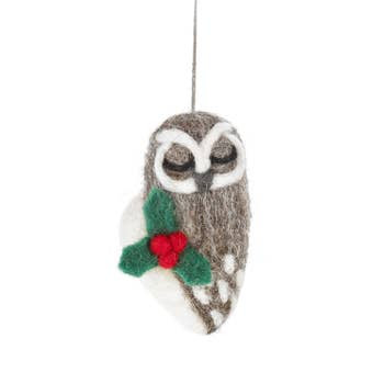 Carol the Christmas Owl - Handmade Felt Ornament
