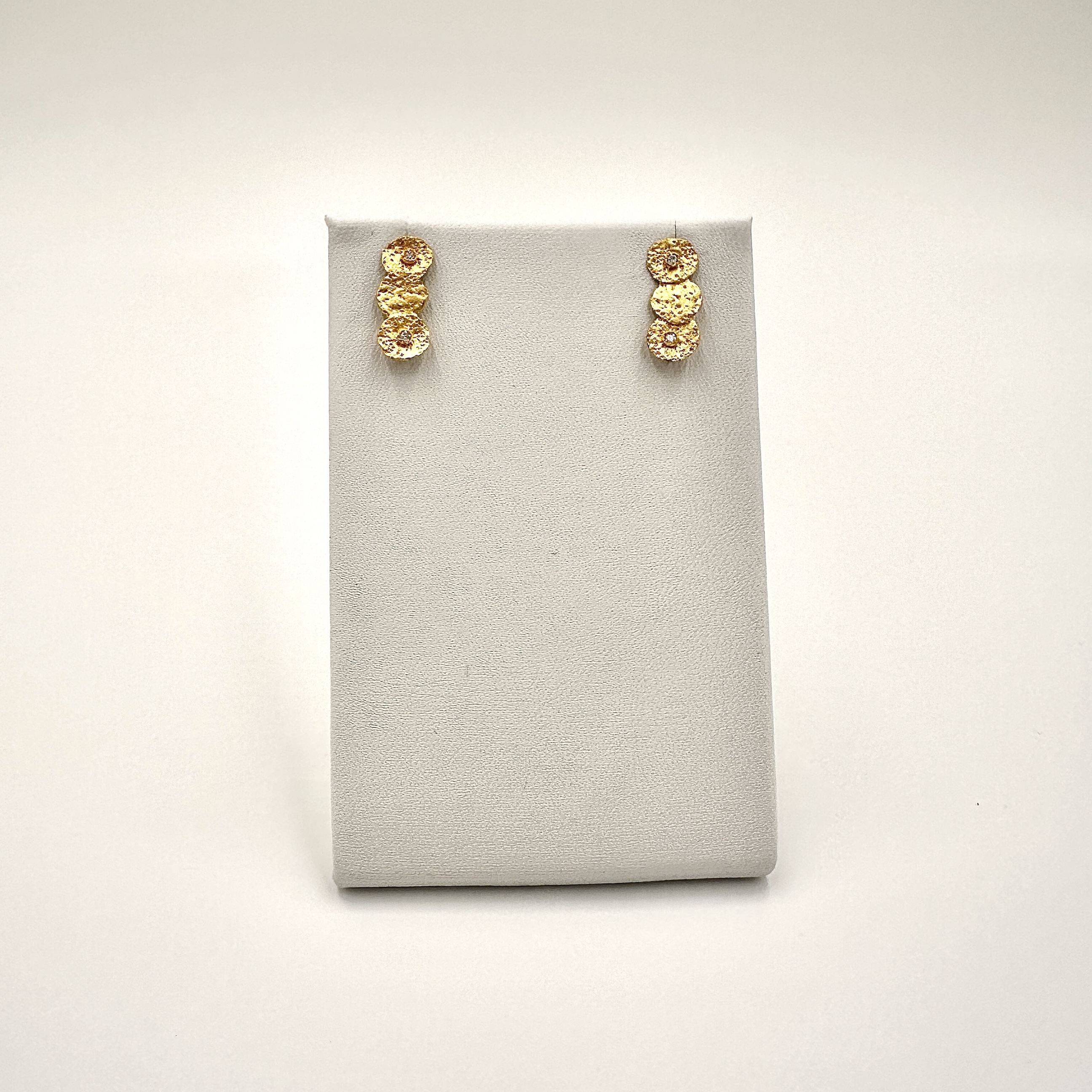 Image of 24 Karat Gold and Diamond Triple Disc Earrings by Marcia McDonough